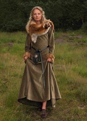 Cotehardie Isabell aus Samt, Mittelalterkleid, grün