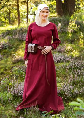Schlichtes Mittelalterkleid Afra aus Canvas, weinrot