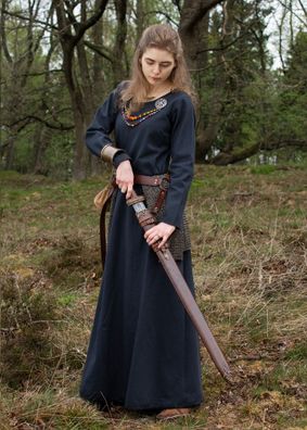Schlichtes Mittelalterkleid Afra aus Canvas, dunkelblau