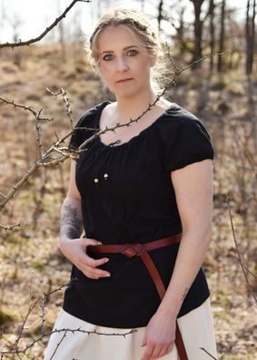 Mittelalter Kurzarm-Bluse Aren, schwarz