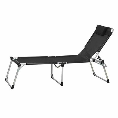 Sole Liege Gestell Aluminium silber, Fläche Textilbezug schwarz