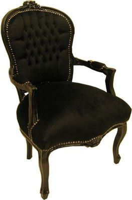 Barock Salon Stuhl Schwarz / Schwarz
