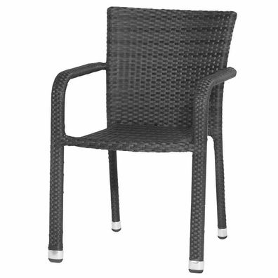 Minas Stapelsessel Gestell Aluminium, Fläche Gardino®-Geflecht schwarz