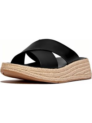FitFlop Damen Sandalen F-Mode Espadrille Leather Flatform Cross Slides IV5