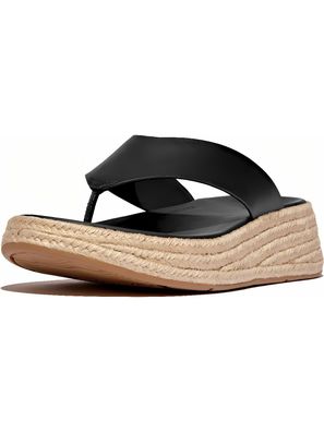 FitFlop Damen Flip Flops F-Mode Espadrille Leather Flatform T/Post Sandals IV6