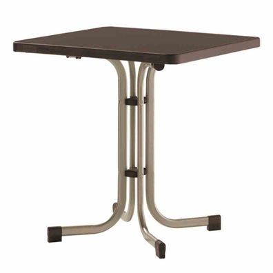 Boulevard-Klapptisch, 70x70 cm, champagner/mocca Stahrohrgestell, Mecalit-Pro-Platte