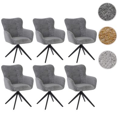6er-Set Esszimmerstuhl HWC-Q35, Armlehne Auto-Return, Stoff Chenille (680g/m²) Metall