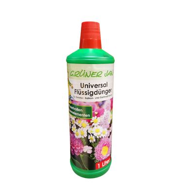 12x 1L Grüner Jan Flüssigdünger Blumen Zimmer-, Balkon- & Gartenpflanzen düngen