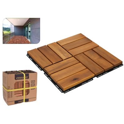Akazienholz-Fliesen 11x Holzfliese Klickfliese geölt mit Stecksystem Balkonboden