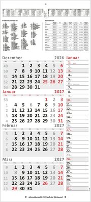 4-Monatskalender Kombi mit Notizstreifen 2027 großer Wandkalender für Büro