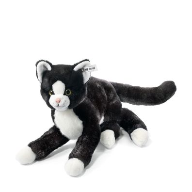 Steiff 099366 Schlenker Katze Mimmi 30cm schwarz weiss Mimi liegend
