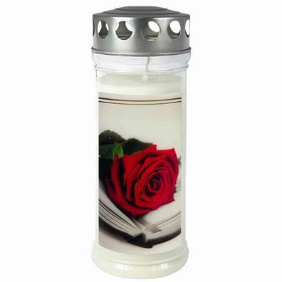 Gedenkkerze "Rose/Buch" 215 x 75 mm 7 Tage