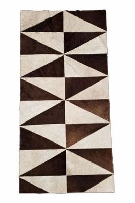 Kuhfell Patchwork | Braun-Creme, ca. 140x70 cm | Muster Mokkapfeil | Unikat