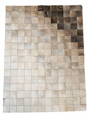 Kuhfell Patchwork | Creme-Beige, ca. 200x150 cm | Muster Morgennebel | Unikat