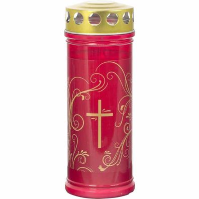 Gedenkkerze rot mit Ornament 7 Tage