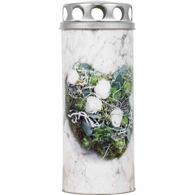 Grablicht Paperlight "Herz Rosen" Edel & langlebig, 45 Stunden