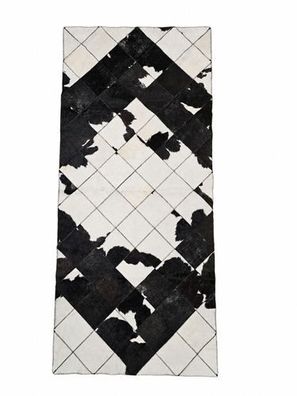 Kuhfell Patchwork | Schwarz-Weiß gefleckt, ca. 180x80 cm | Muster Fleckraute | Unikat