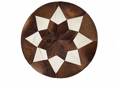 Kuhfell Patchwork | Braun-Creme, ca. 110x110 cm | Muster Sternenkranz | Unikat