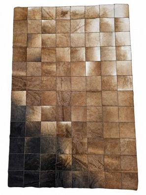 Kuhfell Patchwork | Braun-Beige-Schwarz, ca. 180x120 cm | Farbverlauf Moorlicht