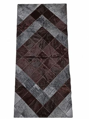 Kuhfell Patchwork | Dunkelbraun-Grau, ca. 180x80 cm | Muster Graphitraute | Unikat