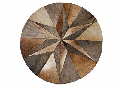 Kuhfell Patchwork | Beige-Greige-Braun, ca. 110x110 cm | Muster Sandstern | Unikat