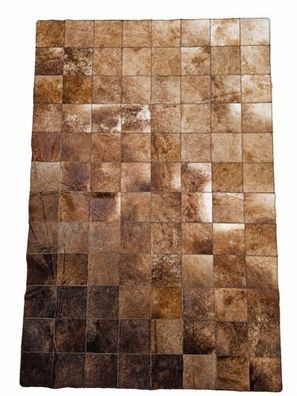 Kuhfell Patchwork | Braun-Beige, ca. 180x120 cm | Muster Karamellschach | Unikat