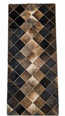 Kuhfell Patchwork | Dunkelbraun-Taupe, ca. 180x80 cm | Muster Walnusspfad | Unikat