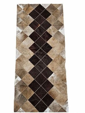 Kuhfell Patchwork | Taupe-Creme-Dunkelbraun, ca. 180x80 cm | Muster Espressopfad