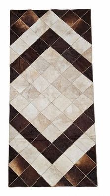 Kuhfell Patchwork | Creme-Dunkelbraun, ca. 180x80 cm | Muster Mokkaraute | Unikat