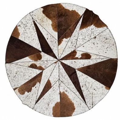 Kuhfell Patchwork | Braun-Weiß gefleckt, ca. 110x110 cm | Muster Präriekompass