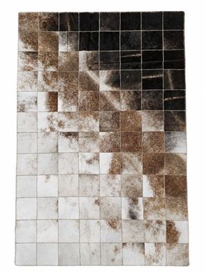 Kuhfell Patchwork | Weiß-Braun-Schwarz, ca. 180x120 cm | Muster Naturverlauf | Unikat