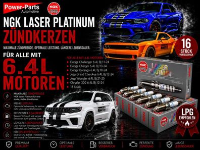 Zündkerzen 16 Stk 6,4L Challenger, Charger, Grand Cherokee Durango Bj:11-24 (Laser