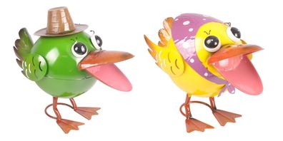 Garten Dekofigur bunter Vogel aus Metall Gartendeko Gartenfigur Metalldeko