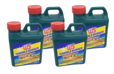 W5 Teakholz-Reiniger 4x 1L Hartholzreiniger Möbelreiniger Holzpflege Möbelpflege