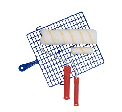 Profi-Farbroller-Set 5-tlg. Malerwalze Acryl-Farbwalze Farbrolle Abstreifgitter