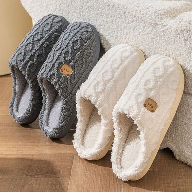 Damen Herren Hausschuhe Memory Baumwolle Slippers Winter Warme Plusch Pantoffeln