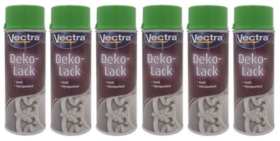 6x Vectra® Dekolack gelbgrün matt 400ml Lackspray Farbspray Sprühdose Spraydose