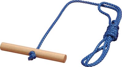 Schlittenleine blau mit Holzgriff 120cm Schlittenseil Zugseil Leine Seil Kordel