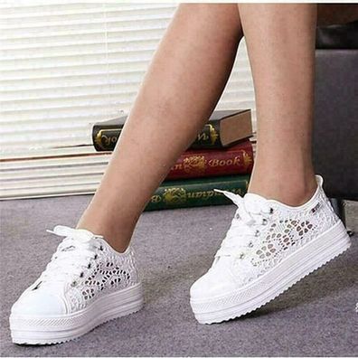 Neu Damen Plateau Sportschuhe Sneakers Style Freizeit Schuhe Spitze Weib Neu