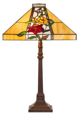 Casa Padrino Luxus Tiffany Tischleuchte Braun / Mehrfarbig 40 x 40 x H. 62 cm - Tiffa