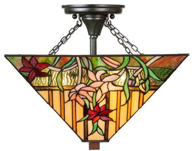 Casa Padrino Luxus Tiffany Deckenleuchte Mehrfarbig 40 x 40 x H. 34 cm - Tiffany Lamp