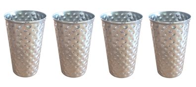 Edelstahl Becher 500ml 4er-Set gehämmert Trinkbecher Metallbecher Camping Party
