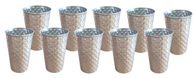 Edelstahl Becher 500ml 10er-Set gehämmert Trinkbecher Metallbecher Camping Party