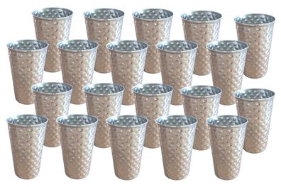 Edelstahl Becher 500ml 20er-Set gehämmert Trinkbecher Metallbecher Camping Party