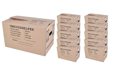 Umzugskarton 10 Stück bedruckt 59x34x35cm Traglast bis 30kg Aufbewahrung Kiste