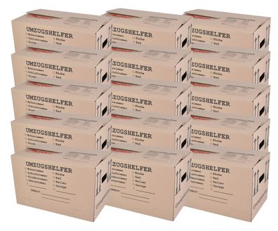 Umzugskarton 15 Stück bedruckt 59x34x35cm Traglast bis 30kg Aufbewahrung Kiste