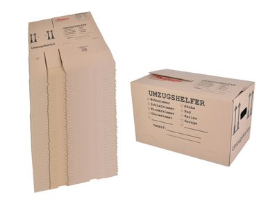 Umzugskarton 50 Stück bedruckt 59x34x35cm Traglast bis 30kg Aufbewahrung Kiste