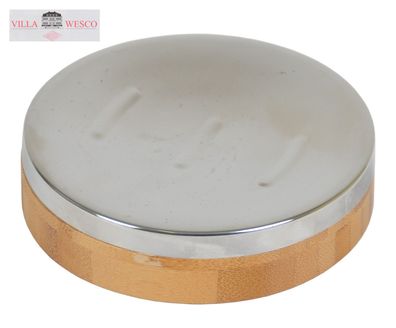 Villa Wesco Bambus / Edelstahl Seifenschale Seifenablage Seifenhalter Holz neu