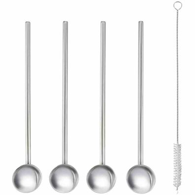 Cocktaillöffel Trinkhalm 4er-Set Inox