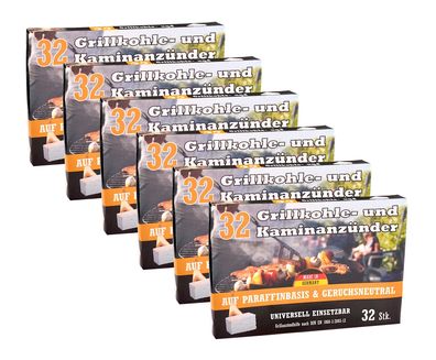 6x Kohleanzünder 32er-Pack Ofenanzünder Grillanzünder Kaminanzünder Anzünder